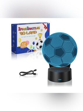 Native Blue Soccer Ball 3D Night Light for Kids